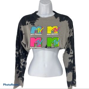 MTV Tie dye crop long sleeve T-Shirt